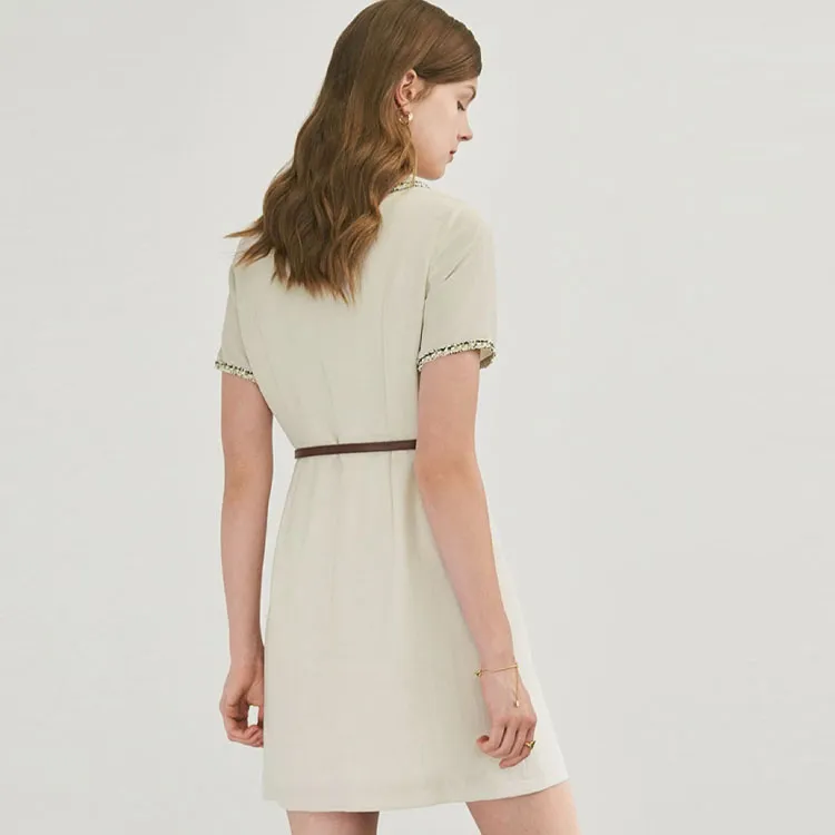 Famanxuan Short Sleeved Dress Women's Greige-2