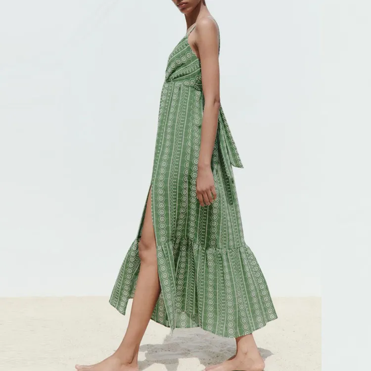 ZARA Slip Dresses Women's Green-4