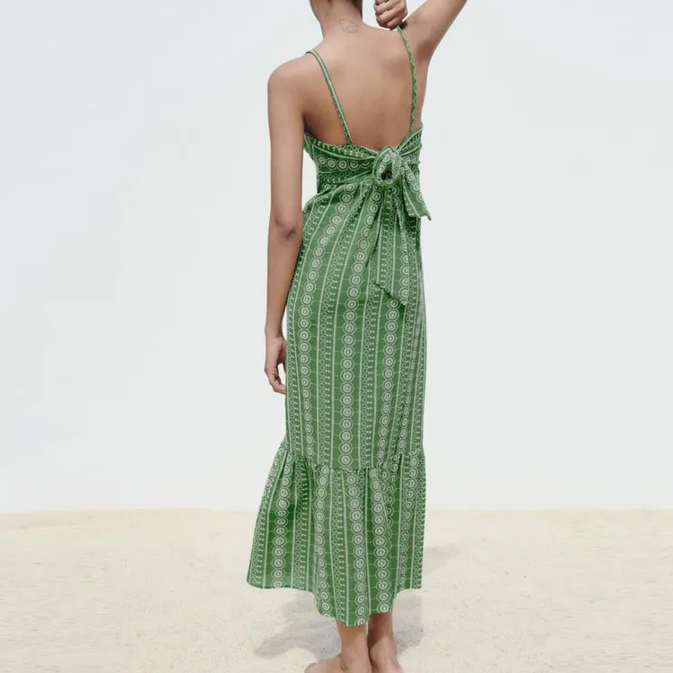 ZARA Slip Dresses Women's Green-3
