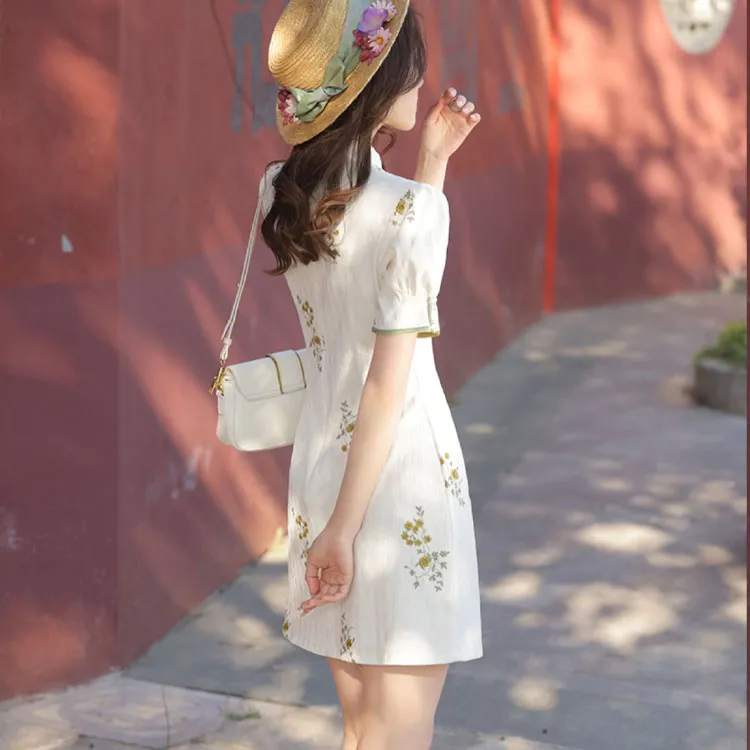Red Colored Clothes Cheongsam Women's Small Elegant-3