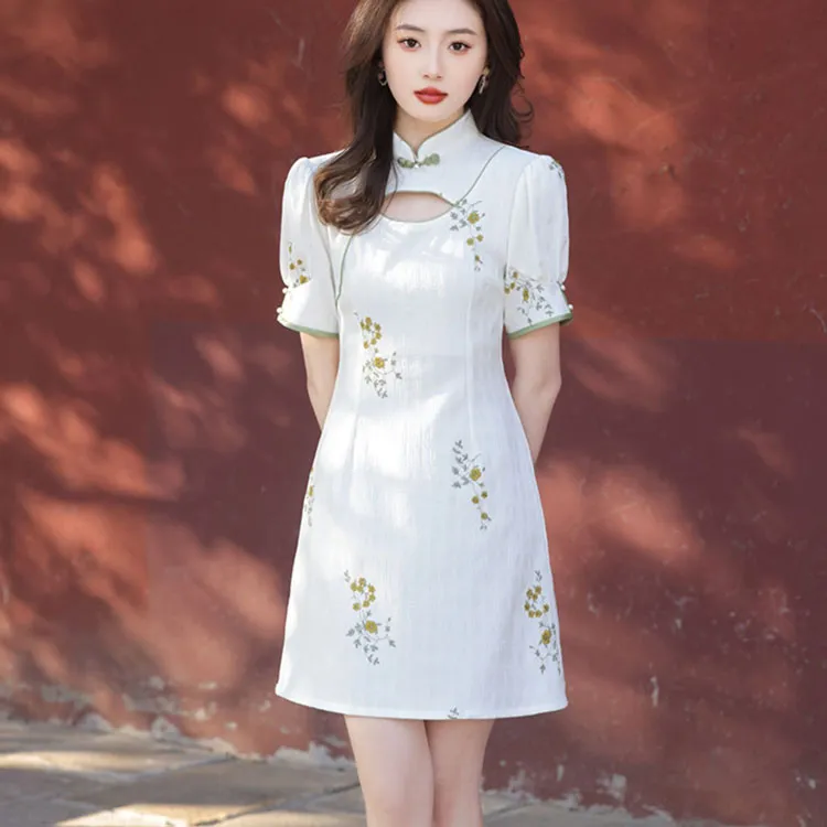 Red Colored Clothes Cheongsam Women's Small Elegant-1