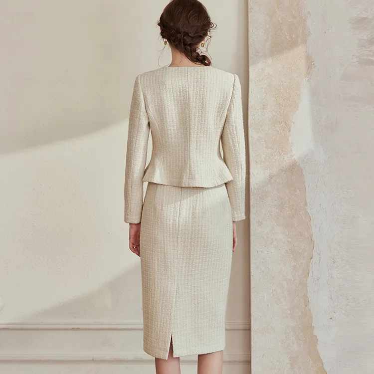 ROEYSHOUSE Long Sleeved Skirt Set Women's Ecru-2