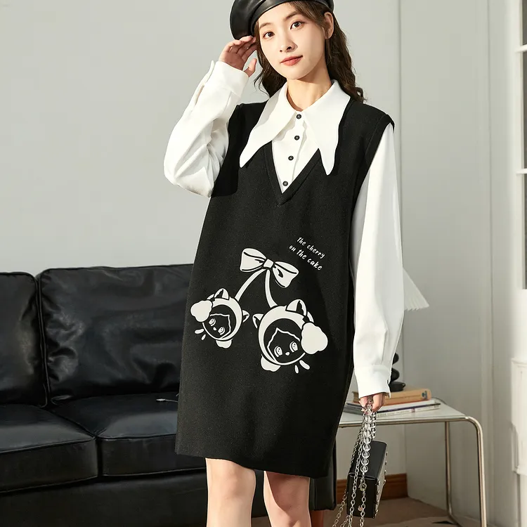 Tonlion Long Sleeved Dresses Women's Black-1