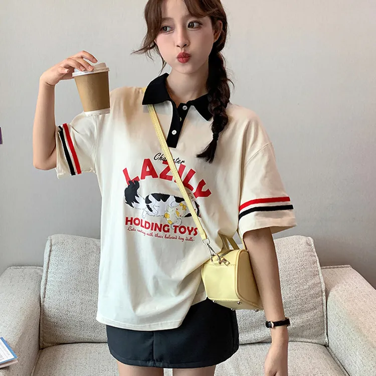 Tonlion Polo Shirt Women's Milk White-3