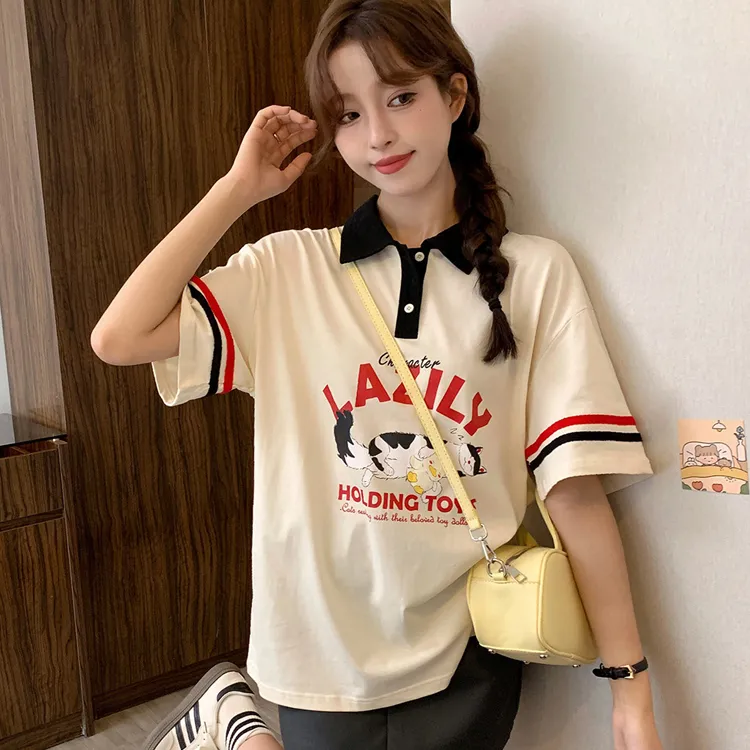 Tonlion Polo Shirt Women's Milk White-2