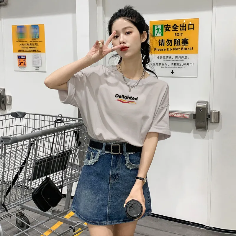 Tonlion T Shirt Women's Khaki Gray-2