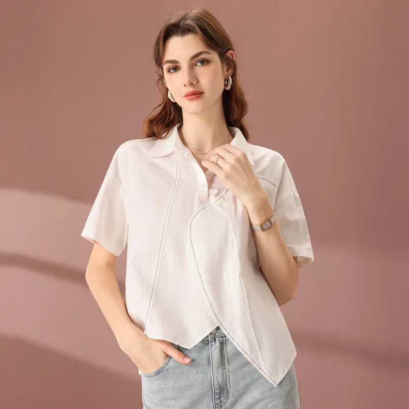 FENHONGMALI Shirt Women's Gardenia White-1