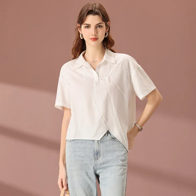 FENHONGMALI Shirt Women's Gardenia White-2