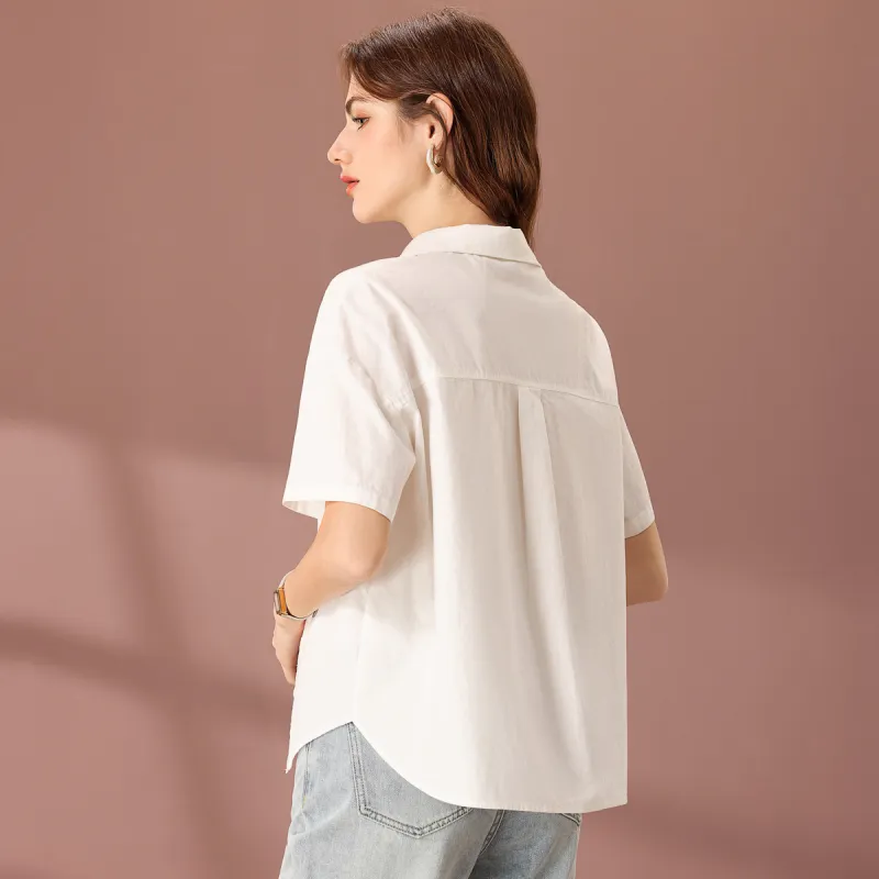 FENHONGMALI Shirt Women's Gardenia White-3