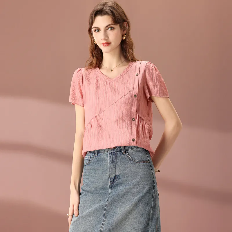 FENHONGMALI Shirts Women's Pink-1