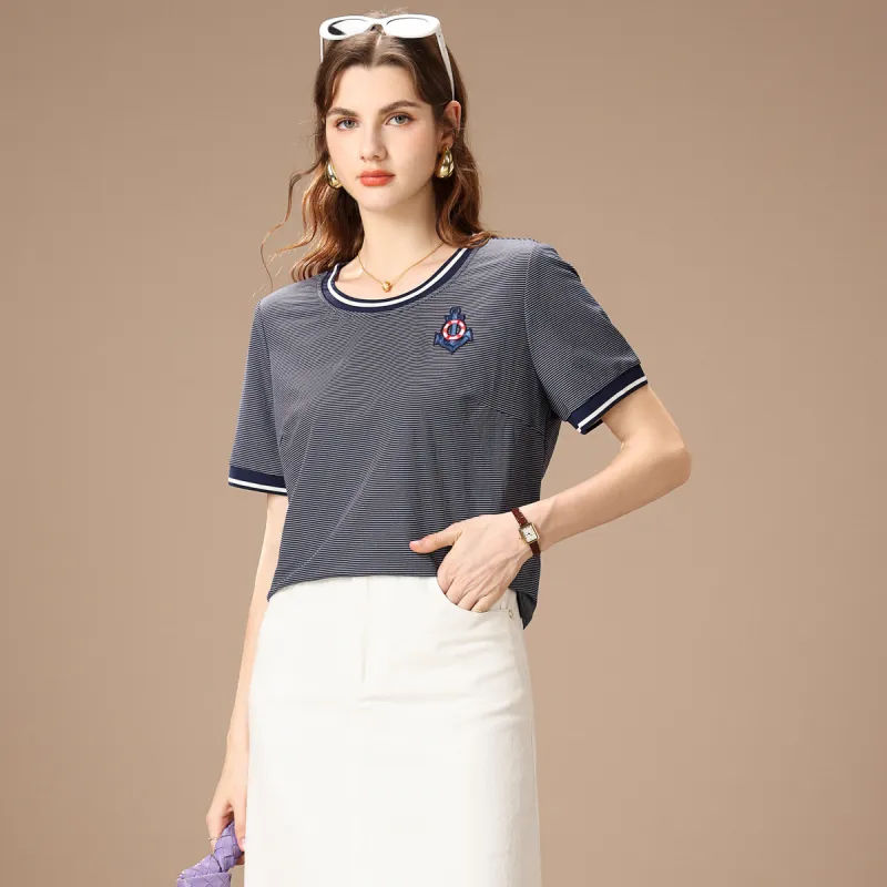 FENHONGMALI T Shirt Women's Blue-1