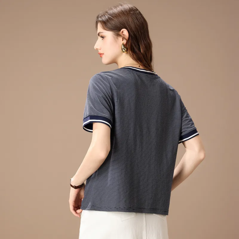 FENHONGMALI T Shirt Women's Blue-4