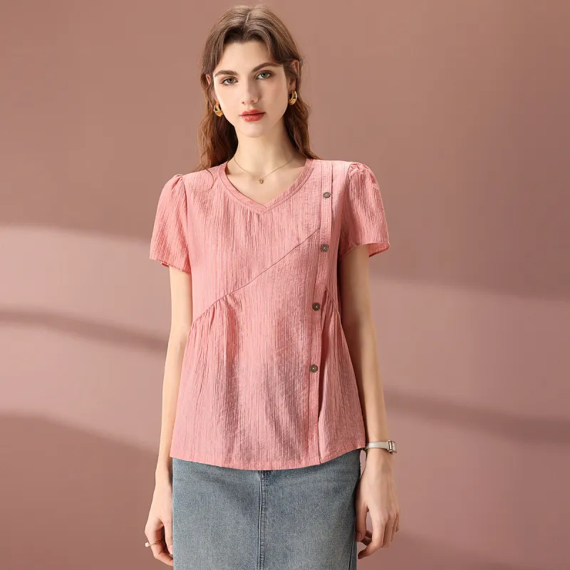 FENHONGMALI Shirts Women's Pink-2