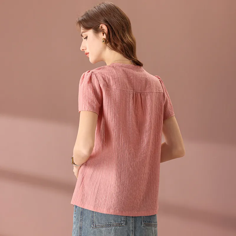 FENHONGMALI Shirts Women's Pink-3