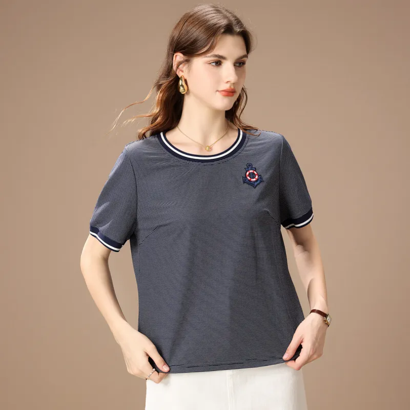 FENHONGMALI T Shirt Women's Blue-2