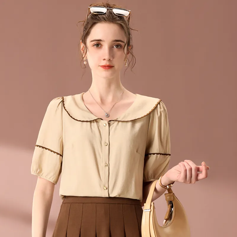FENHONGMALI Shirt Women's Apricot-1