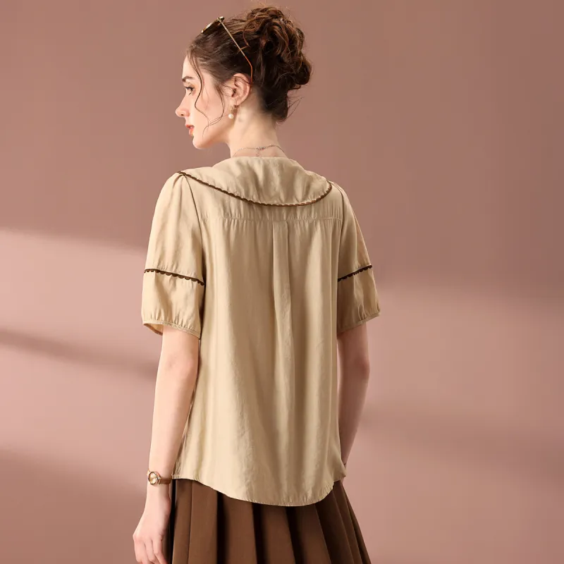 FENHONGMALI Shirt Women's Apricot-3