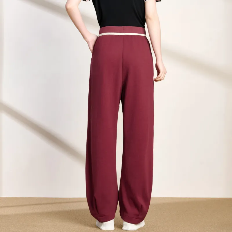 FENHONGMALI Casual Pants Women's Red-3