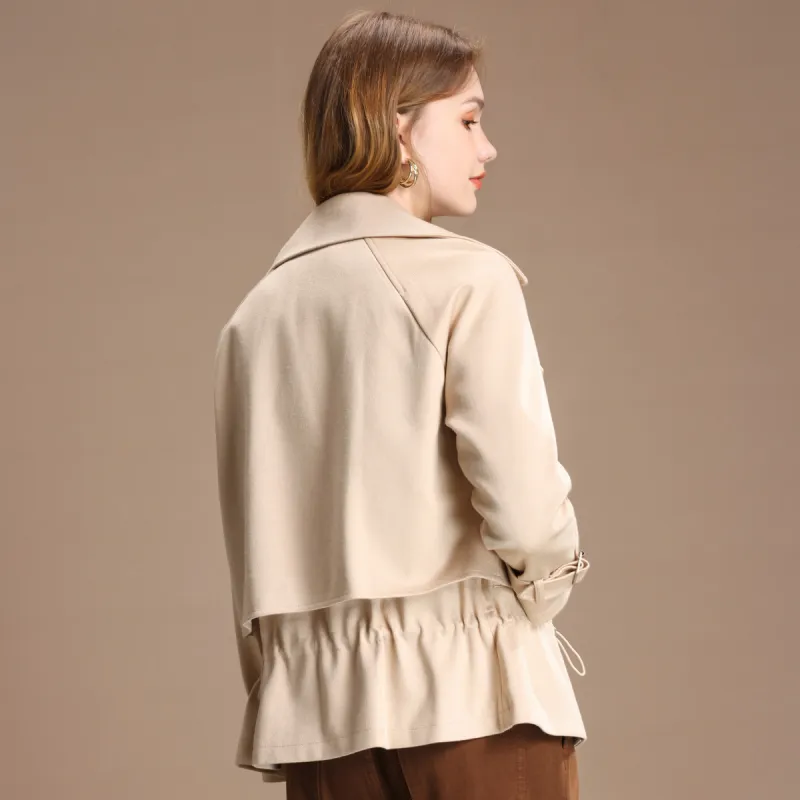FENHONGMALI Trench Coat Women's Beige-2