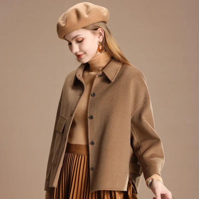 FENHONGMALI Coat Women's Burnt Tea-3