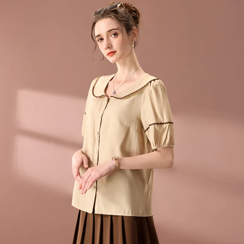FENHONGMALI Shirt Women's Apricot-2