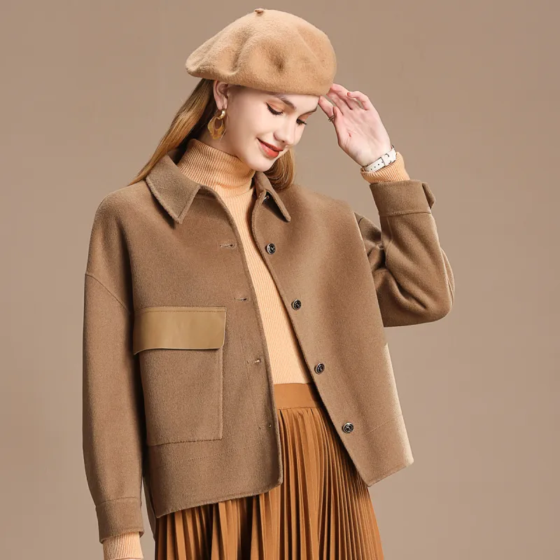FENHONGMALI Coat Women's Burnt Tea-1