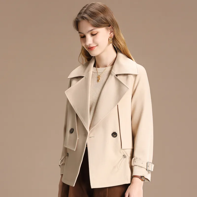 FENHONGMALI Trench Coat Women's Beige-3