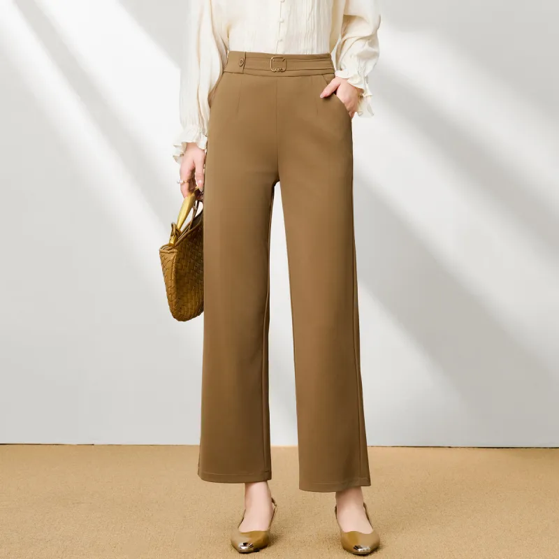 FENHONGMALI Casual Pants Women's Khaki-1