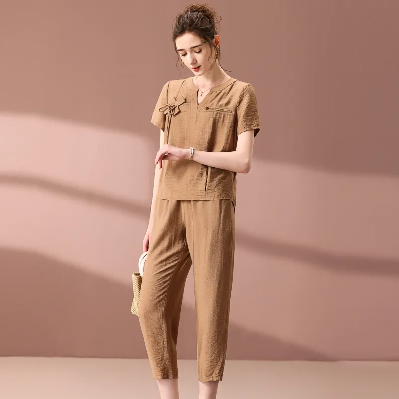 FENHONGMALI Casual Suit Women's Camel-2