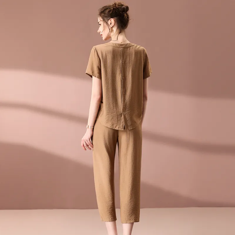 FENHONGMALI Casual Suit Women's Camel-1