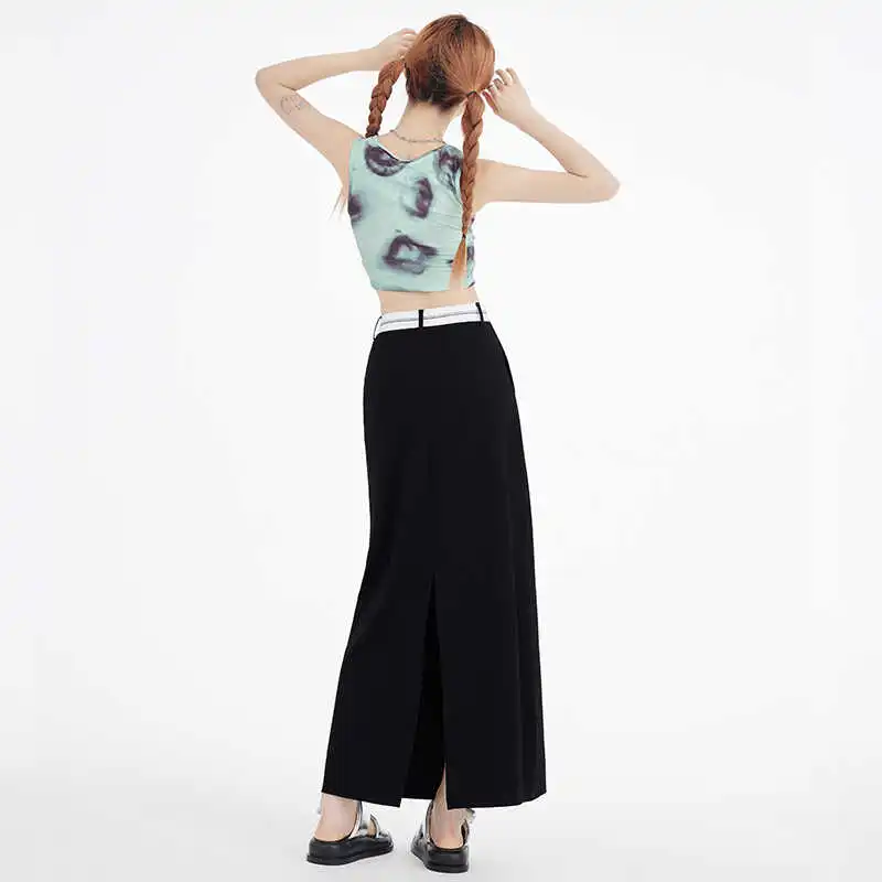 SONGS ALONG Casual Long Skirts Women's Black-0