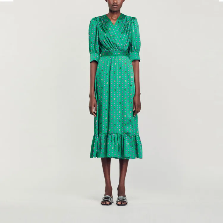 Sandro Short Sleeved Dresses Women's Green-1