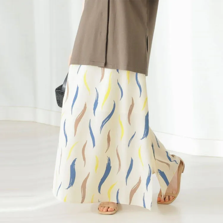Beams Casual Long Skirt Women's Dark Beige-3