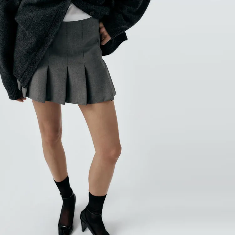 ZARA Casual Short Skirts Women's Light Gray-4