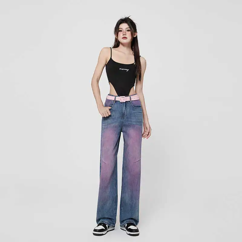 YINLEI Jeans Women's Vintage Purple-2