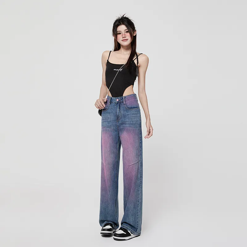 YINLEI Jeans Women's Vintage Purple-4