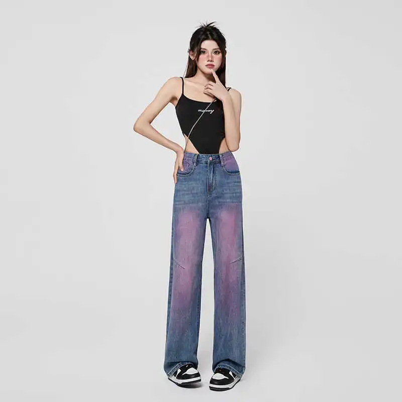 YINLEI Jeans Women's Vintage Purple-1