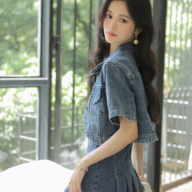 Linjou Denim Jacket Women's Blue-3