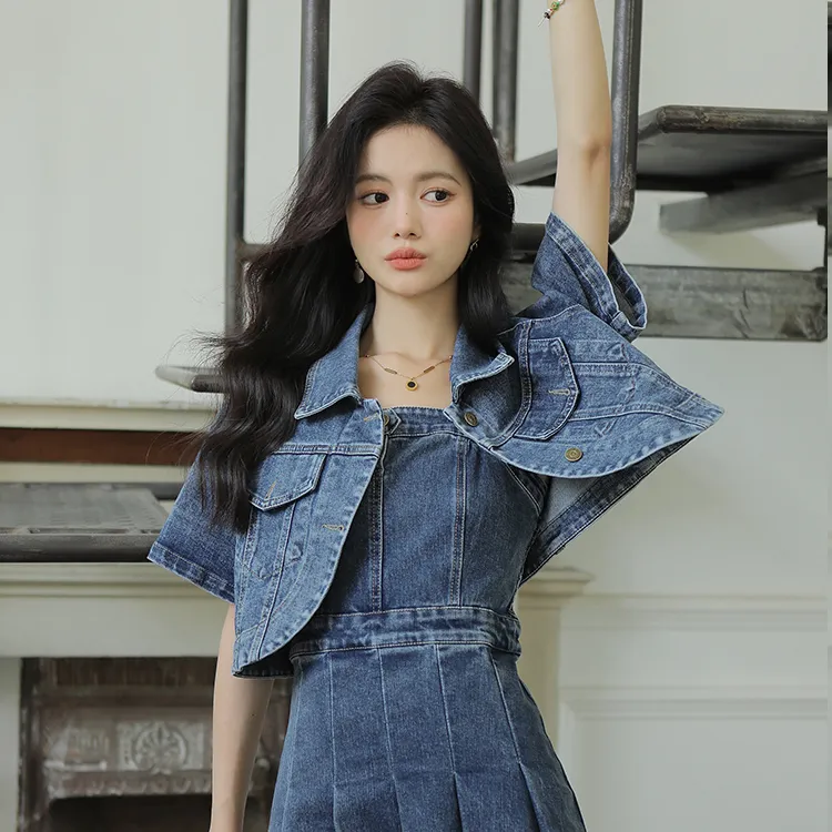 Linjou Denim Jacket Women's Blue-2
