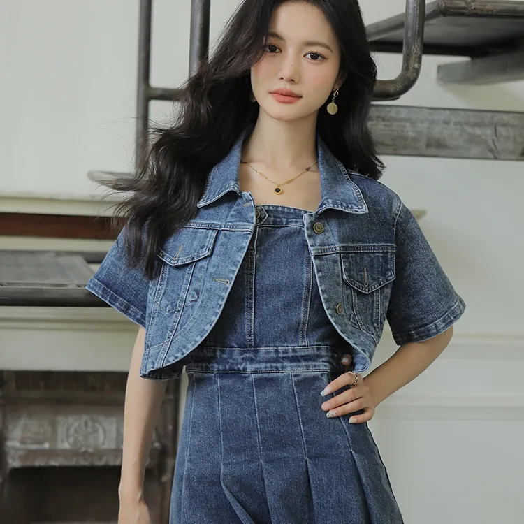Linjou Denim Jacket Women's Blue-1