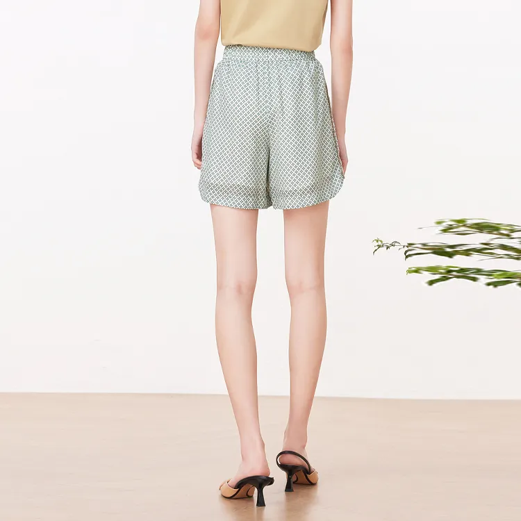 JZ Juzui Casual Shorts Women's Floral Light Green-1