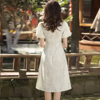Red Colored Clothes Cheongsam Women's Green Woad