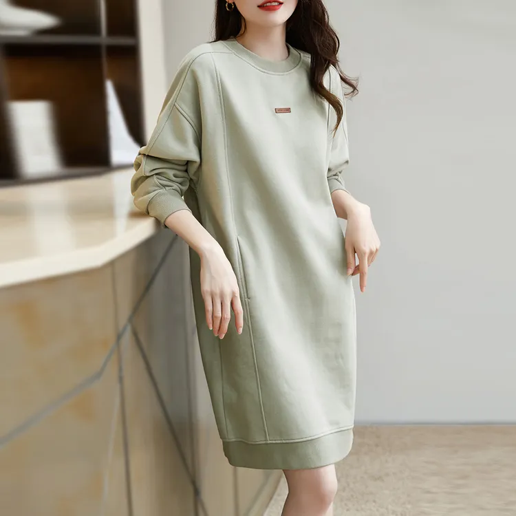 Demana Long Sleeved Dress Women's Gray Pea Green-1