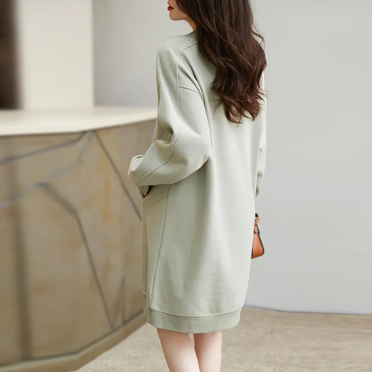 Demana Long Sleeved Dress Women's Gray Pea Green-2