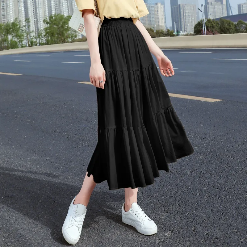 Mo Han Yi Mei Casual Long Skirt Women's Black-1