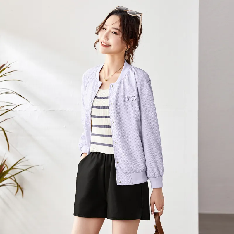 TERRE BLEUE Baseball Jacket Women's Purple-2