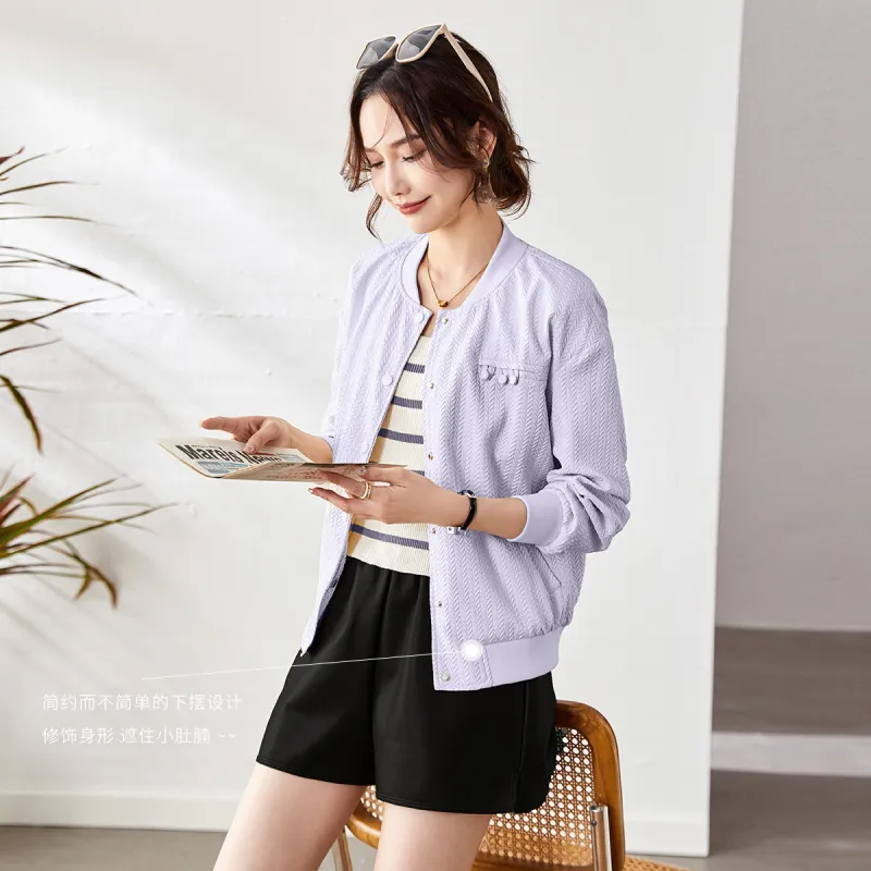 TERRE BLEUE Baseball Jacket Women's Purple-4