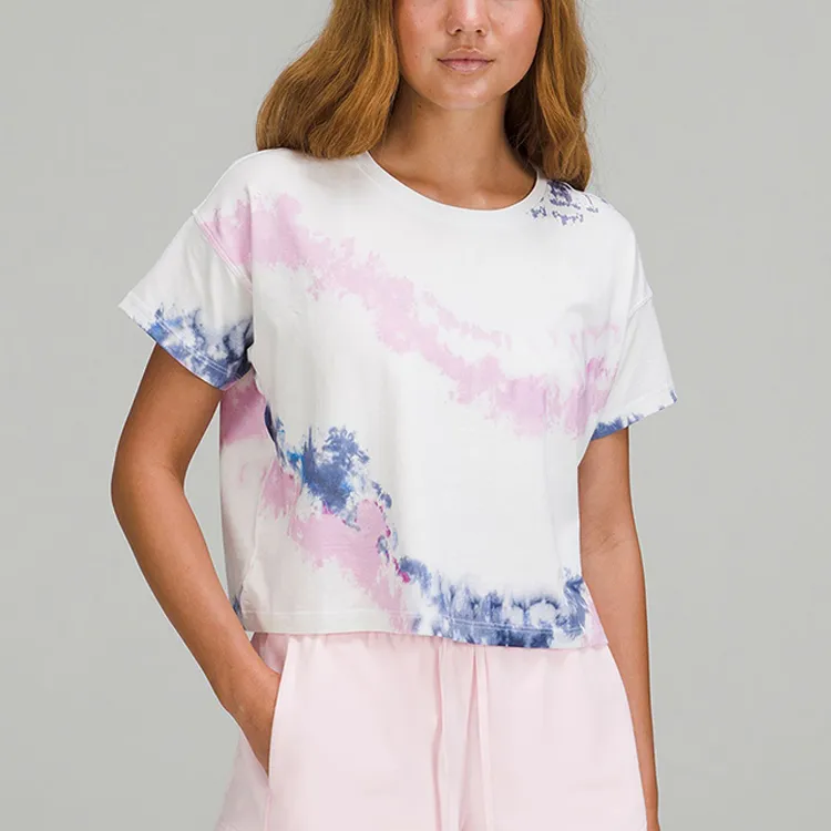 Lululemon T Shirts Women's Divergent Dye Pink Mix Color-2