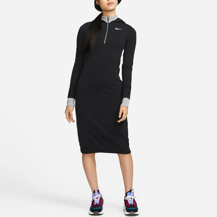 Nike Long Sleeved Dresses Women's Black/Toned Dark Gray/Dark Smoke Gray/Sail White-1