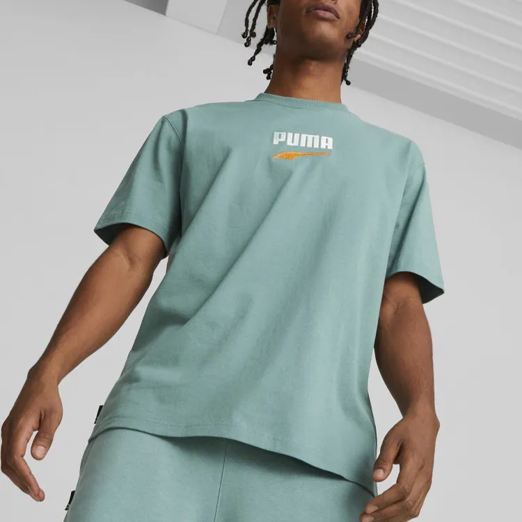 PUMA PUMA Downtown DOWNTOWN Logo Tee T-Shirt Men's Green-2